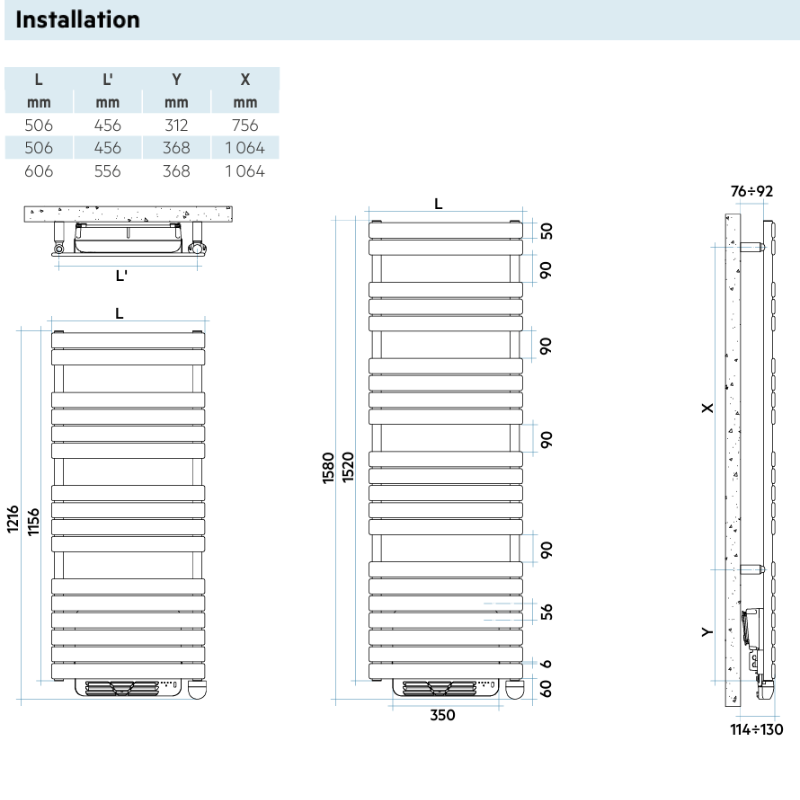 Sèche-serviettes électrique XILO BOOSTER Sèche-serviettes électrique + soufflant - Finitions brillantes - IRSAP