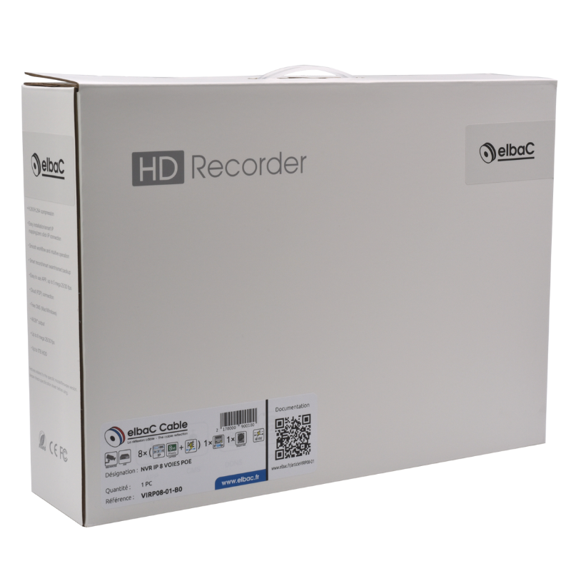 Enregistreur NVR IP 8 Voies POE - VIRP08-01-B0 - ELBAC