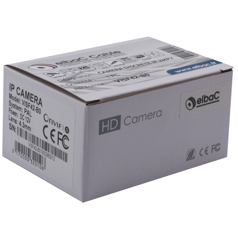 Caméras de surveillance Caméra discrète IP 2MPx Boite 1 PC - VISF42-B0 - ELBAC
