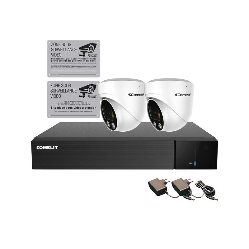 Kit vidéosurveillance Kit vidéoprotection 1 Enregistreur + 2 Caméras dôme - COMELIT