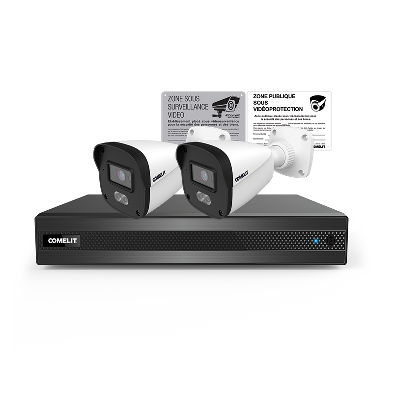 Kit vidéosurveillance Kit vidéosurveillance 2 caméras, enregistreur et plaques - COMELIT