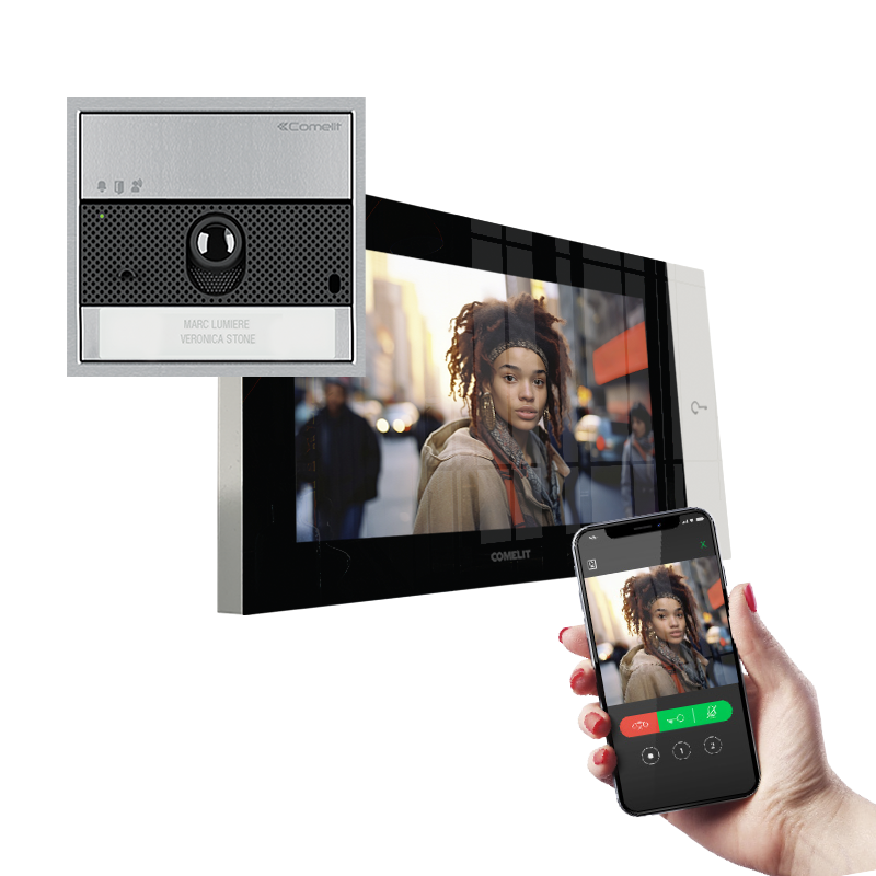Kit portier vidéo Kit Visiophone Wi-Fi platine Ultra + Écran 7" tactile - COMELIT