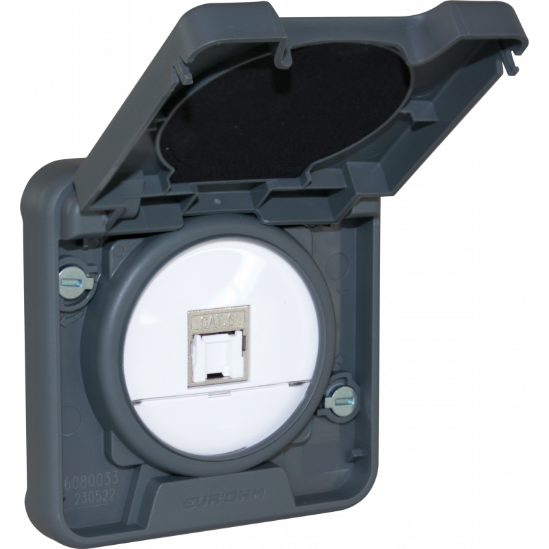 Appareillage étanche OXXO Mécanisme composable de prise RJ45 blindée CAT6 FTP (Grade1 TV) gris étanche IP55 - EUROHM