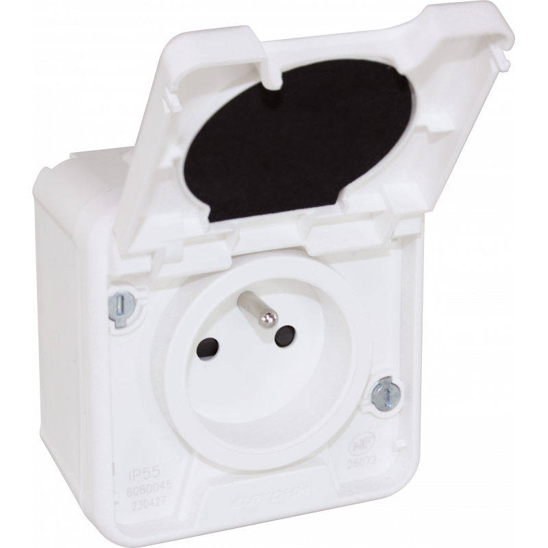 Appareillage étanche OXXO Prise 2P+T saillie blanc étanche IP55 - EUROHM