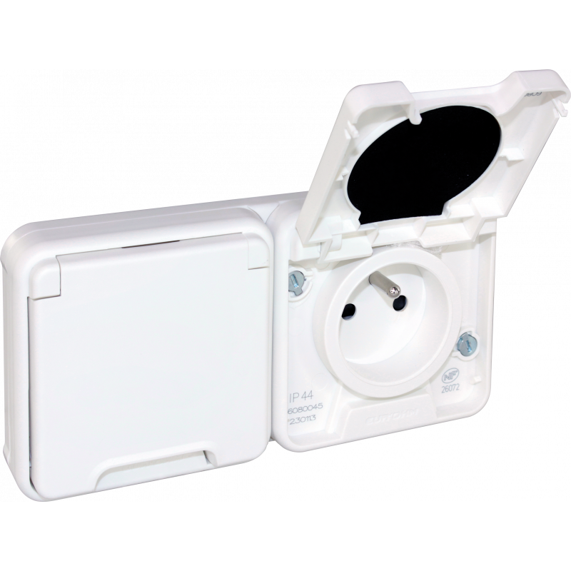 Appareillage étanche OXXO Double Prise 2P+T  étanche IP55 blanc encastré - EUROHM
