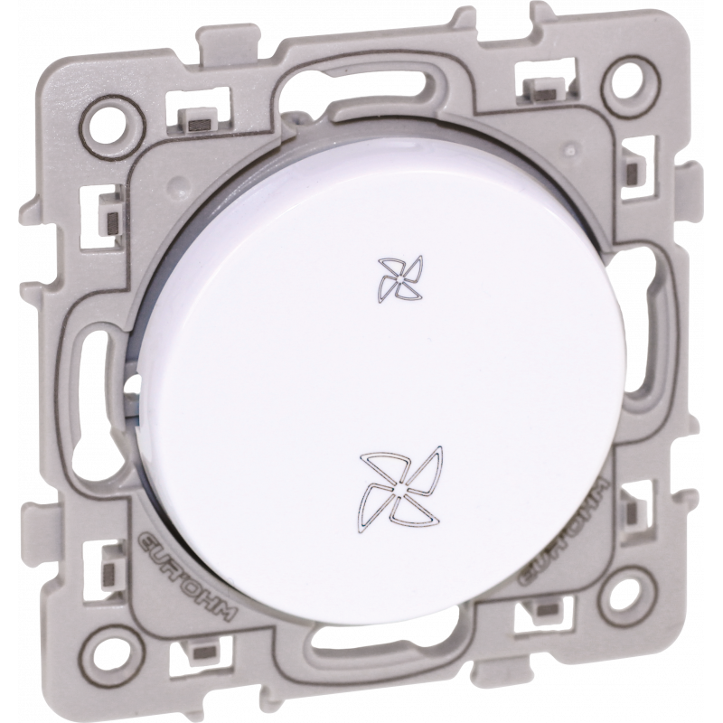Mécanismes SQUARE Poussoir à contact NF blanc pour commande de bouche d'extraction VMC hygroréglable - EUROHM