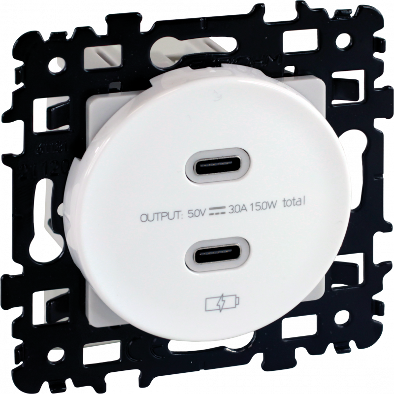 Mécanismes SQUARE chargeur double USB C 5,5V - EUROHM