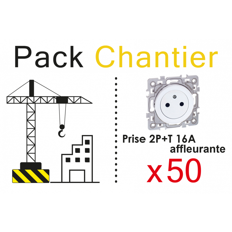 Mécanismes SQUARE Lot de 50 Prises 2P+T affleurantes - EUROHM