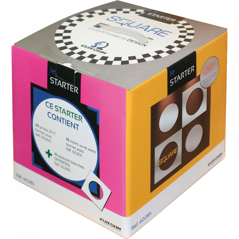 Mécanismes SQUARE Pack Starter 40 prises + 10 va-et-vient + 10 plaques - EUROHM