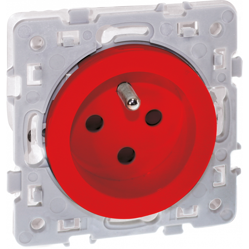 Mécanismes SQUARE RENO Prise 2P+T rouge détrompée - EUROHM