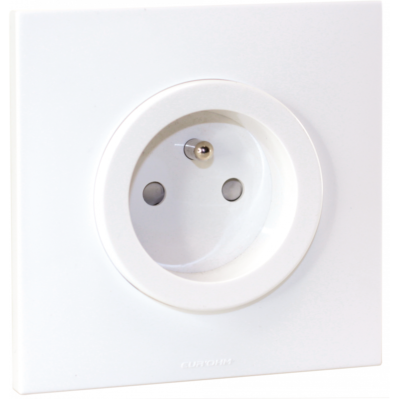 Tout-en-un SQUARE Prise 2P+T blanche complète - EUROHM
