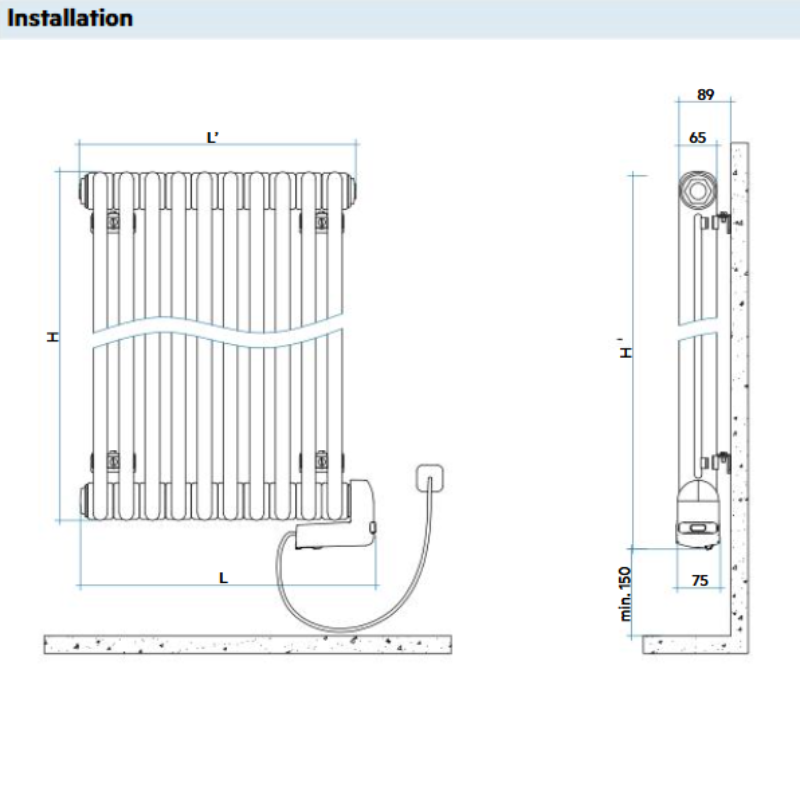 Radiateurs TESI VERTICAL Radiateur décoratif électrique - Finitions brillantes - IRSAP