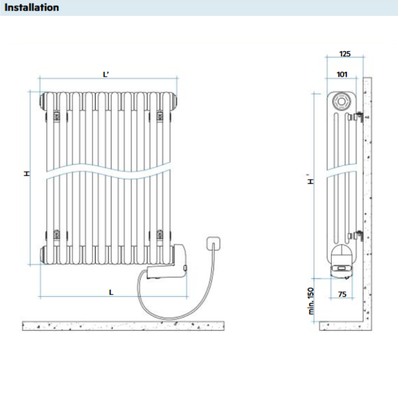 Radiateurs TESI ALLEGE Radiateur décoratif électrique - Finitions brillantes - IRSAP