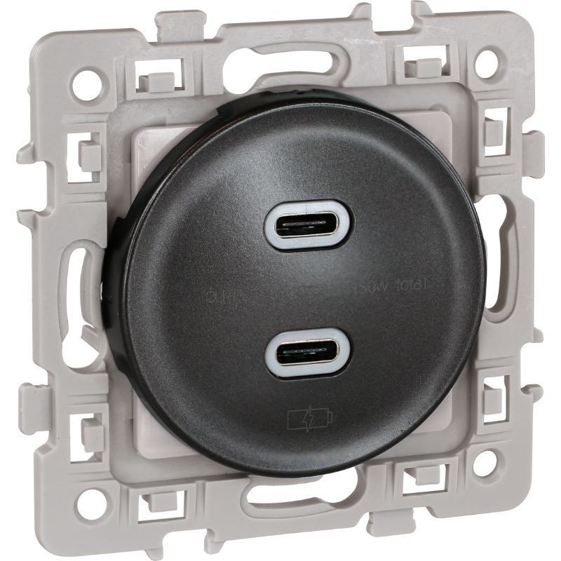 Mécanismes SQUARE chargeur double USB C 5,5V - EUROHM