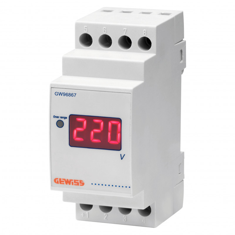 Voltmètres et ampèremètres Voltmètre digital 0–500 V connexion directe 2 modules - GEWISS