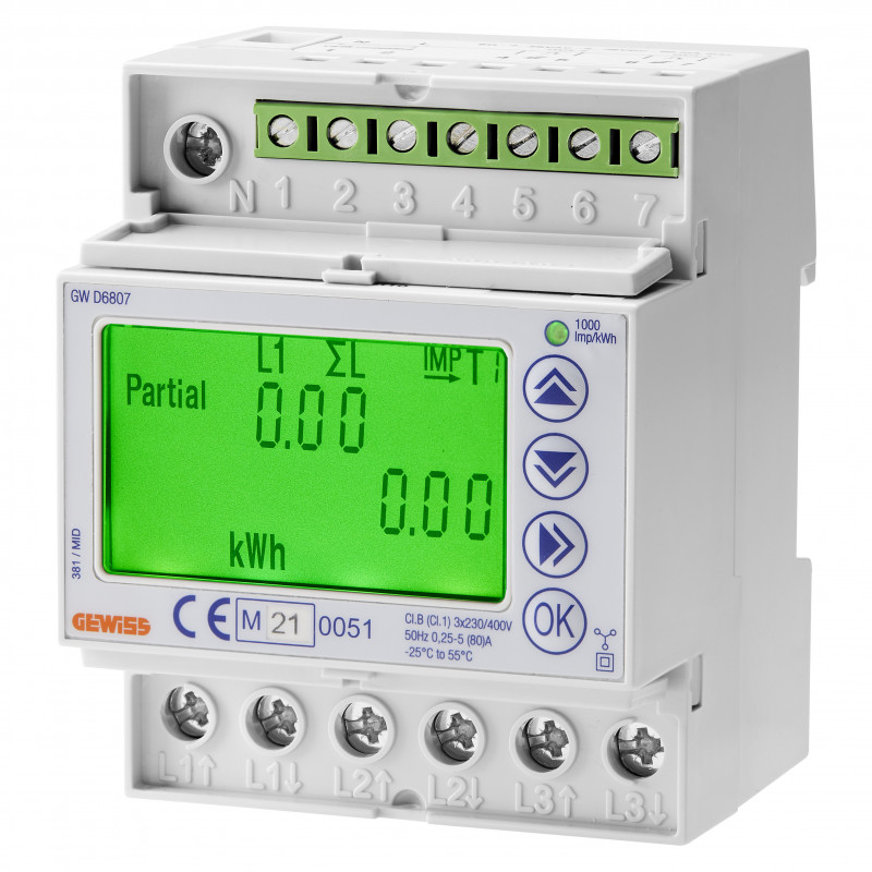 Compteurs d'énergie Compteur d'énergie triphasé MID digital 80 A connexion directe - GEWISS