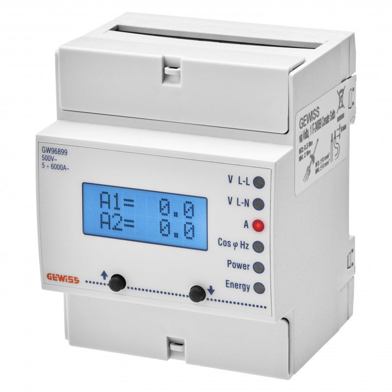 Voltmètres et ampèremètres Analyseur de réseau LCD 4 modules - GEWISS