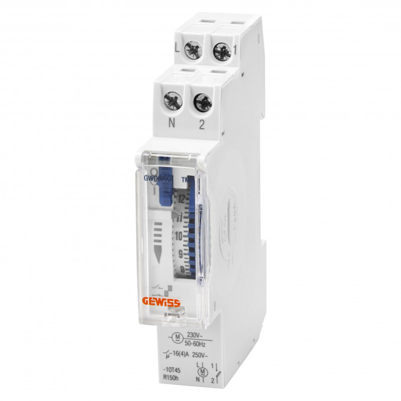 Interrupteurs et minuteries Interrupteur horaire journalier analogique 150h 1 NO - GEWISS
