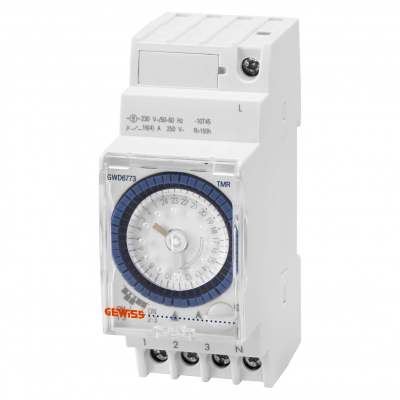 Interrupteurs et minuteries Interrupteur horaire journalier analogique 150h 1 inverseur - GEWISS