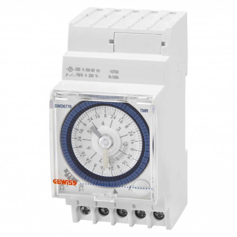 Interrupteurs et minuteries Interrupteur horaire hebdomadaire analogique 150h 1 inverseur - GEWISS