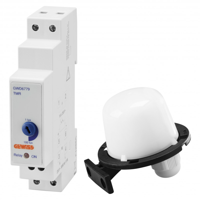 Interrupteurs et minuteries Interrupteur crépusculaire avec sonde externe 1–100 lux - GEWISS