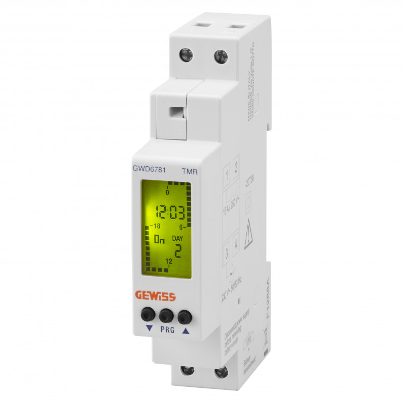 Interrupteurs et minuteries Interrupteur horaire hebdomadaire digital compact 4 ans 1 NO - GEWISS