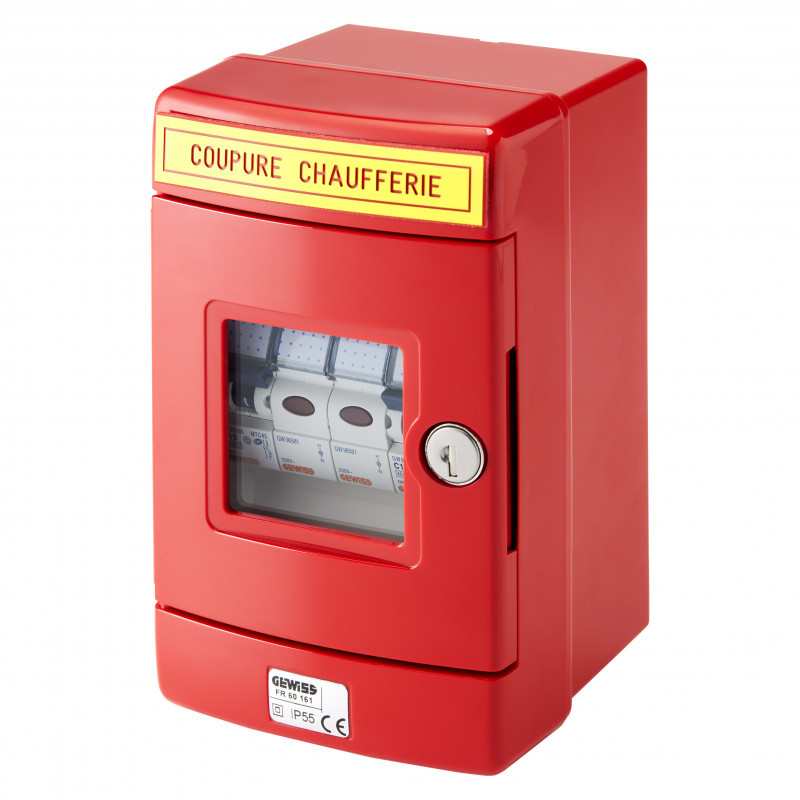 Tableau électrique Coffret de coupure d’urgence chaufferie Monophasé 16A/10A 2 voyants - GEWISS