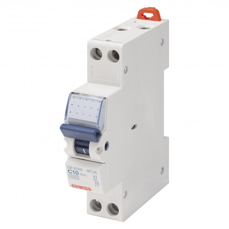 Disjoncteur Disjoncteur magnétothermique MTC45 10A 1P+N C neutre à gauche 1 module - GEWISS