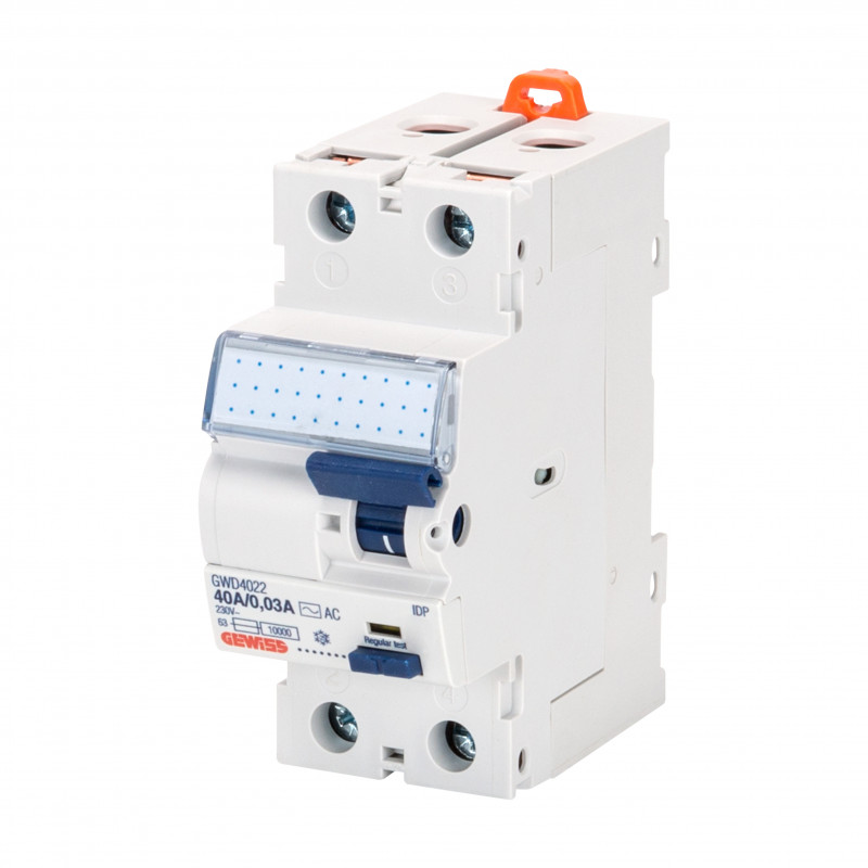 Interrupteur différentiel Interrupteur différentiel 40 A instantané 2 modules 30 mA type A - GEWISS