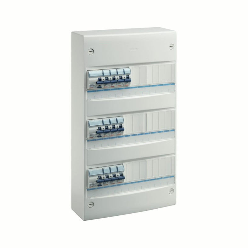 Tableau pré-équipé Tableau électrique prééquipé 3 rangées 39 modules – 3 différentiels + 10 disjoncteurs - GEWISS