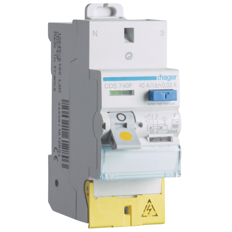 Interrupteur différentiel Interrupteur différentiel 2P 40A 30mA type F Bornes décalées SanVis - HAGER
