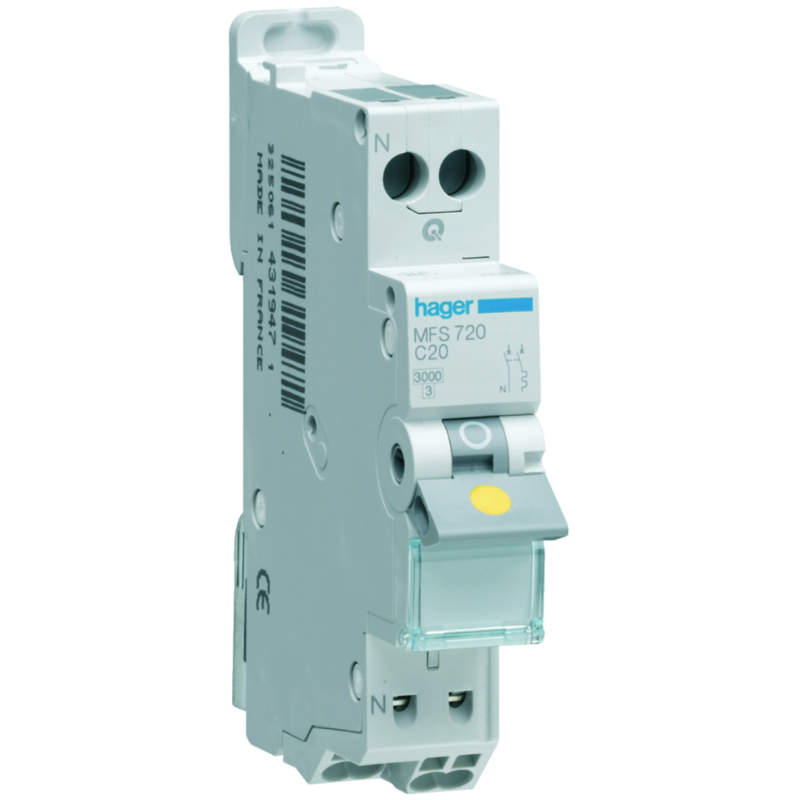 Disjoncteur Disjoncteur 1P+N 3kA C-20A connexion SanVis 1 Module - HAGER