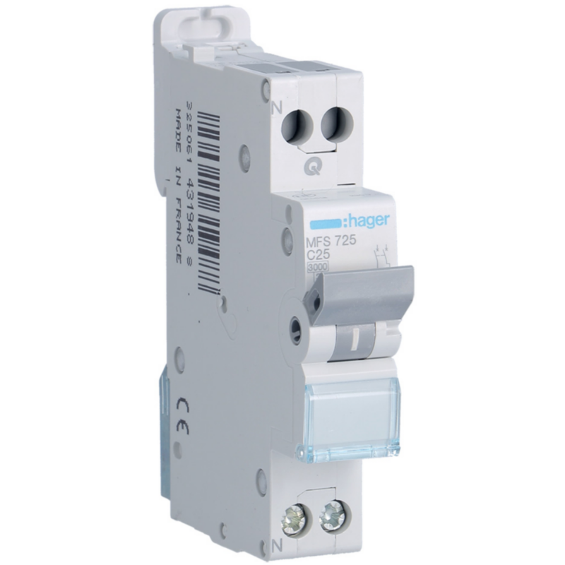 Disjoncteur Disjoncteur 1P+N 3kA C-25A connexion SanVis 1 Module - HAGER