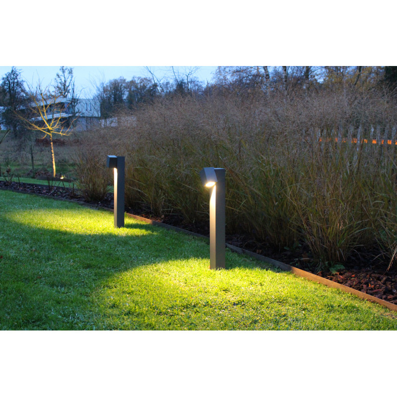Bornes et potelets Borne carrée pour éclairage extérieur 65cm 3000K Anthracite - LUXI 100 S P - INDIGO