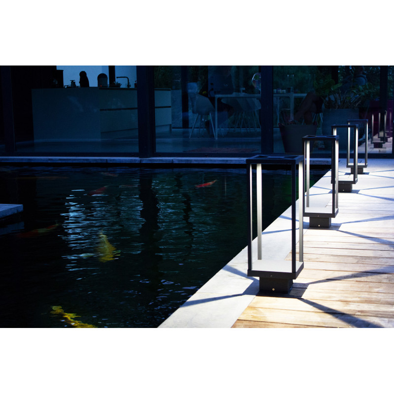 Bornes et potelets Borne carrée pour éclairage extérieur 50cm 3000K Anthracite - LUXI 180 - INDIGO