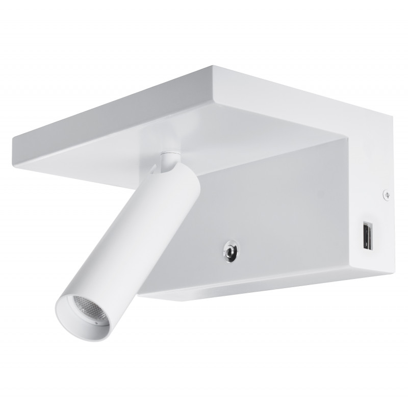Applique Applique murale décorative avec interrupteur et deux prises USB 3000K Blanc mat - MILO 2 - INDIGO