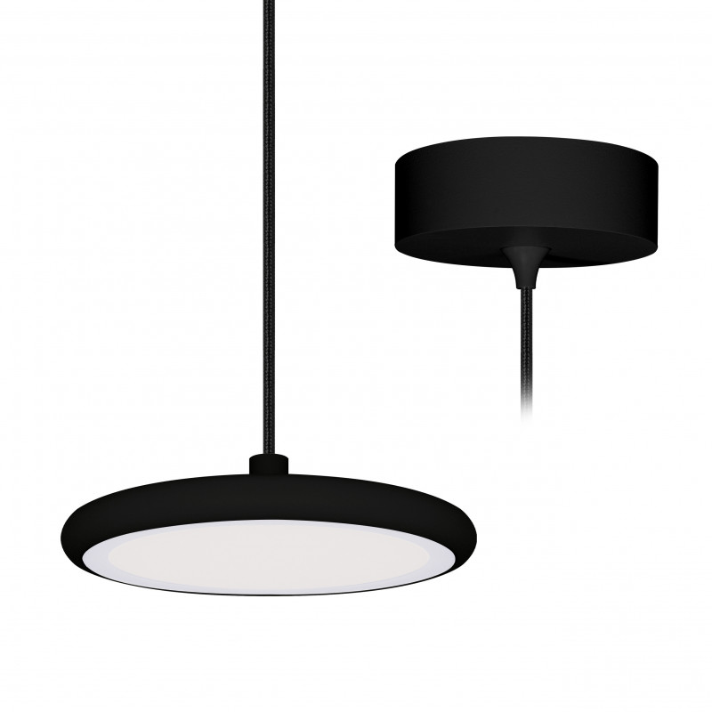 Suspensions Suspension décorative câble textile noir réglable 2m 3000K - HELLO 1 P - INDIGO
