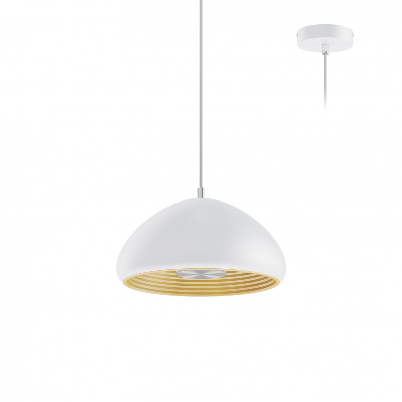 Suspensions Suspension décorative réflecteur design ondulé câble textile réglable 1.40m - HUBA P - INDIGO