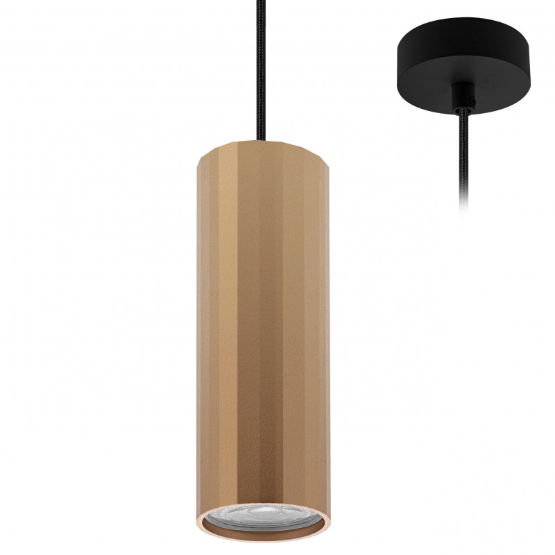 Suspensions Suspension décorative câble d'alimentation textile noir 1.50m, 2700-3000-4000K - OKTO P GU10 - INDIGO