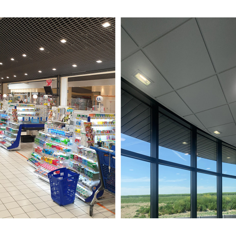 Downlights Downlight encastré rectangulaire orientable avec verre de protection 4000K Blanc - FOCEA 2 SX - INDIGO