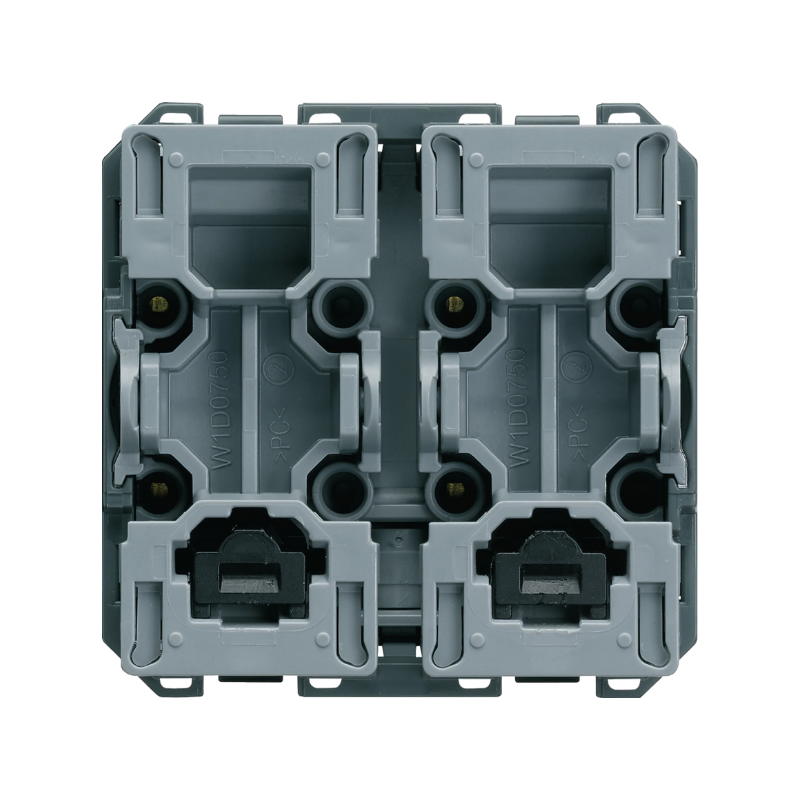 Ensemble Mécanisme Bouton Poussoir 1 Voie Point Milieu Avec Enjoliveur Metal Inox