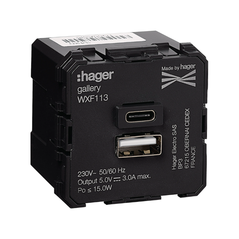 Mécanismes Chargeur double USB A+C Gallery - HAGER