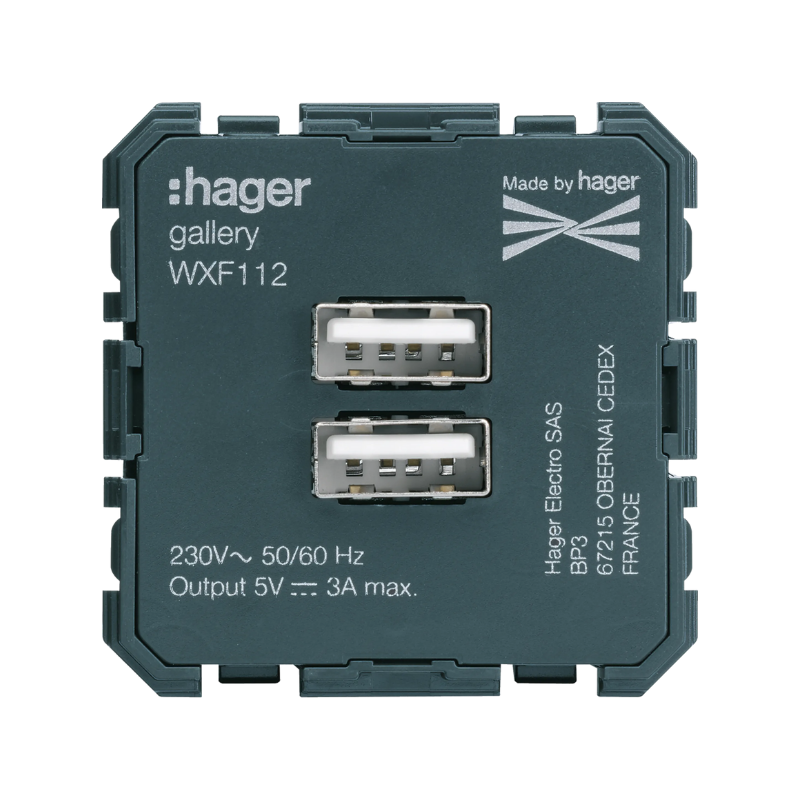 Mécanismes Chargeur double USB A+A Gallery - HAGER
