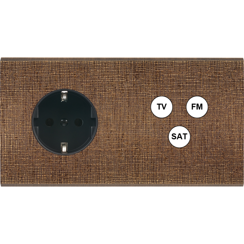 Plaques et façades Façade de finition Fascination magnétique Laiton double Schuko + TV/FM/SAT - MODELEC