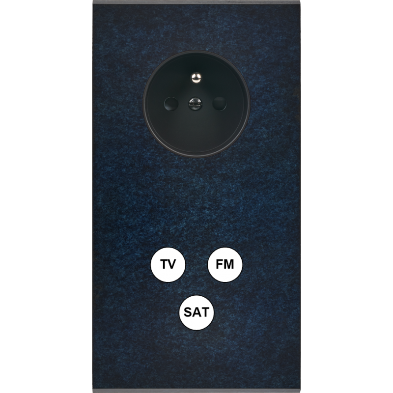 Plaques et façades Façade de finition Fascination magnétique Laiton Double 2P+T TV/FM/SAT - MODELEC