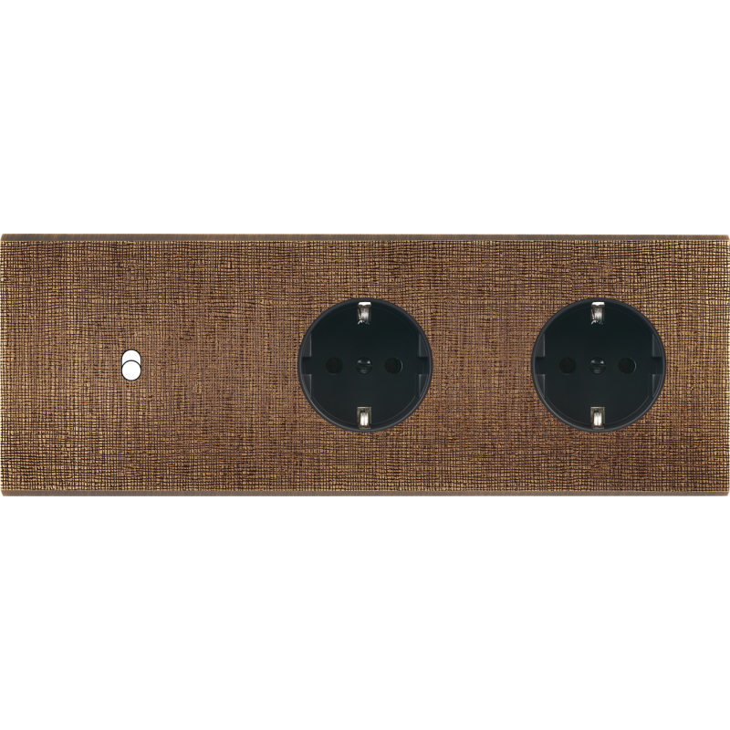 Plaques et façades Façade de finition Fascination magnétique Laiton triple B1/B2 Schuko x2 - MODELEC