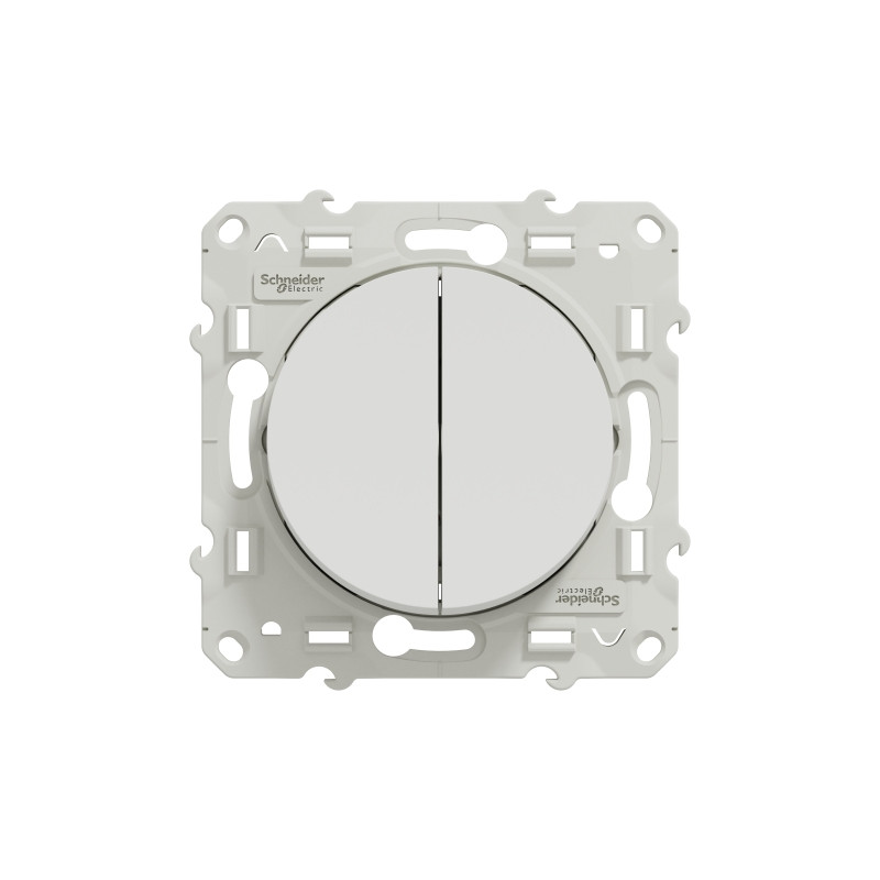 Interrupteur encastrable Odace - double va-et-vient blanc 10A - SCHNEIDER