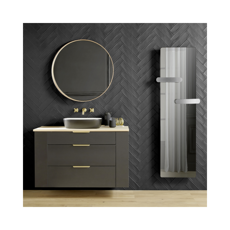 Sèche-serviettes électrique CAMPAVER HUG Nativ - Radiateur vertical connecté Verre massif reflet - INTUIS