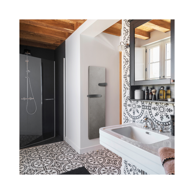 Sèche-serviettes électrique NATURAY HUG Nativ - Radiateur vertical connecté brut de lave - INTUIS Sèche-serviettes électrique NATURAY HUG Nativ - Radiateur vertical connecté brut de lave - INTUIS