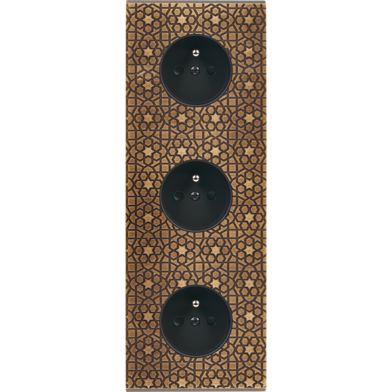 Plaques et façades Façade de finition Fascination magnétique Laiton Triple 2P+T x3 - MODELEC